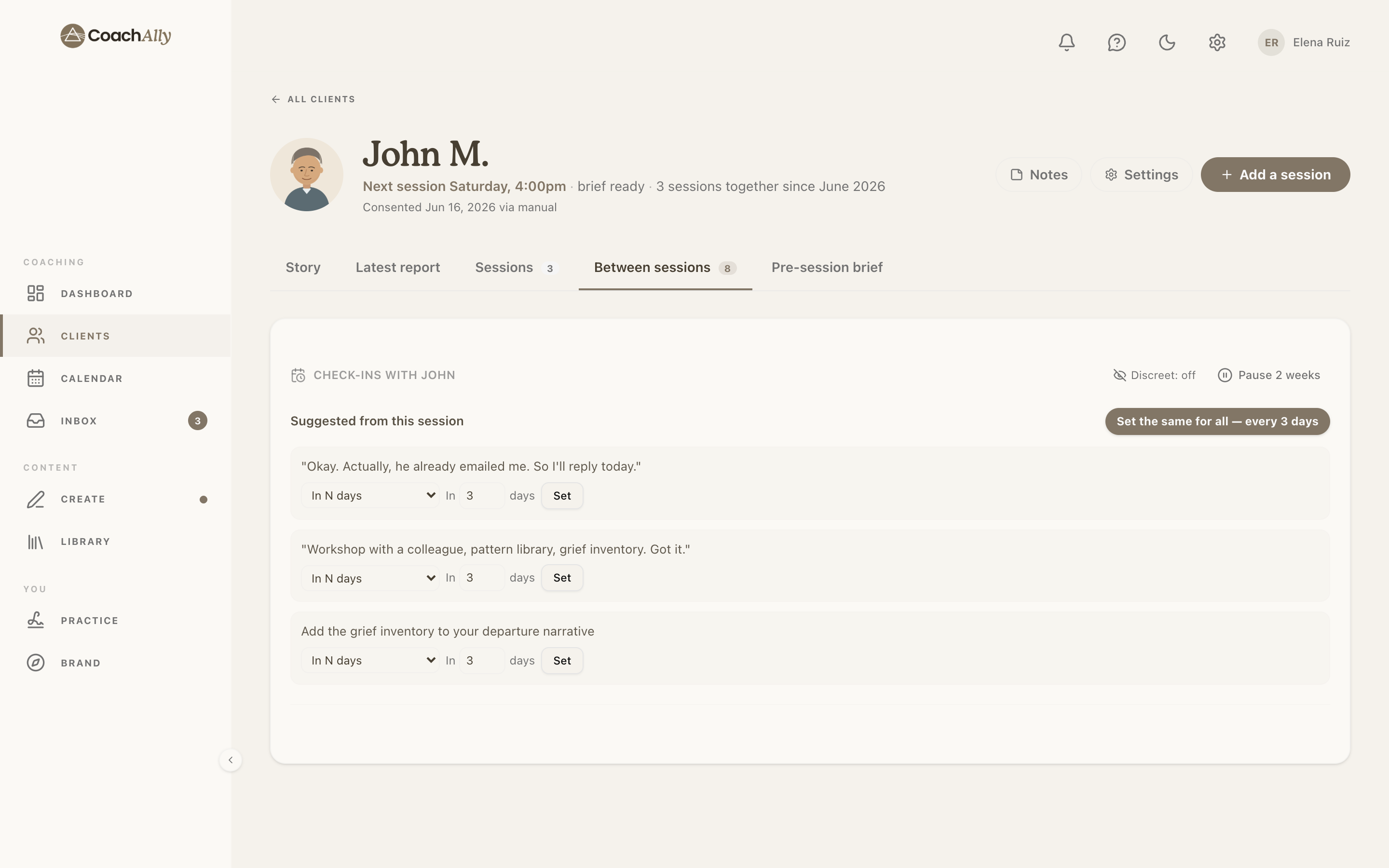 Between sessions: check-ins and the morning summary