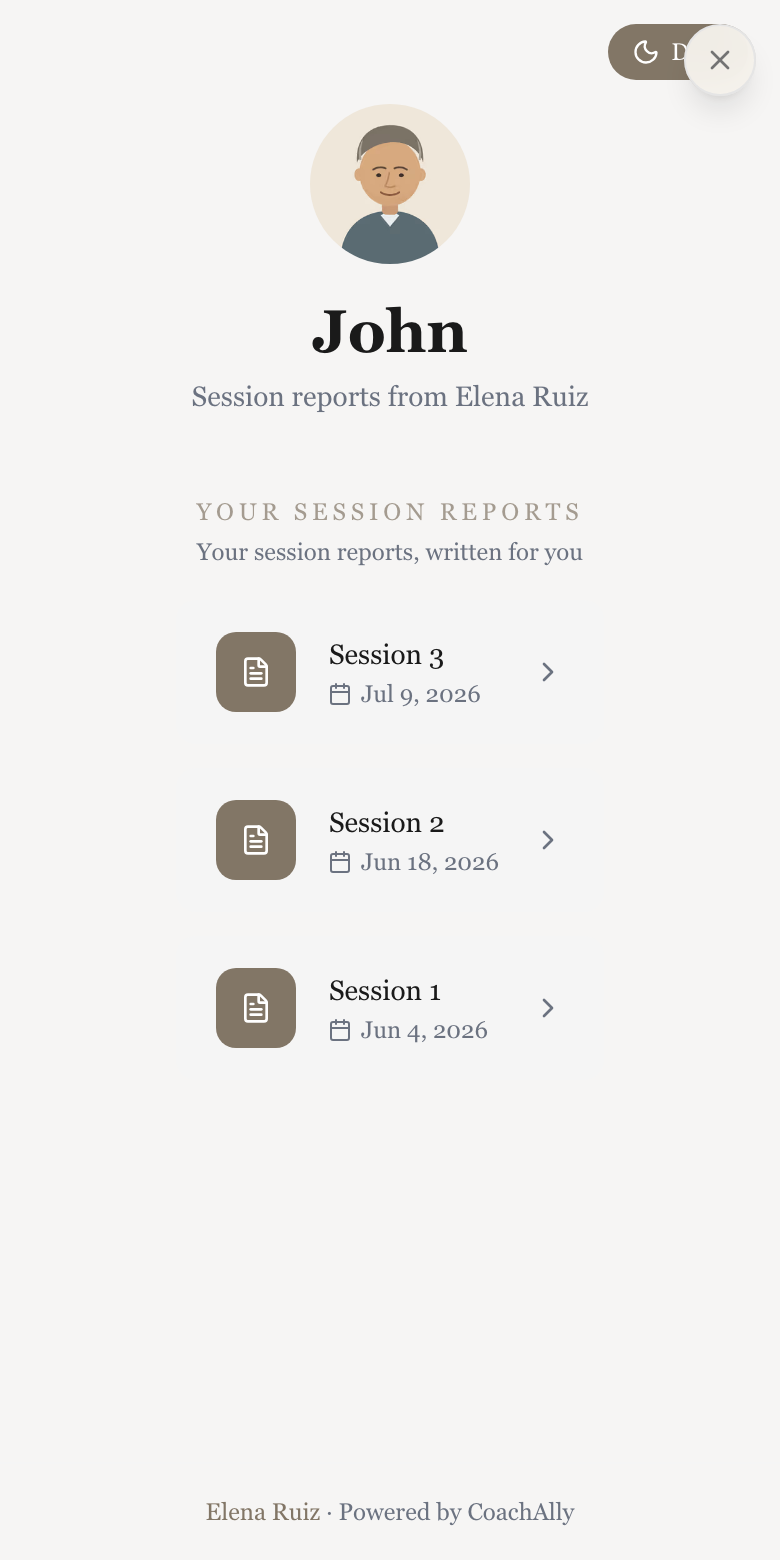 The client portal on a phone